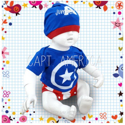 Baju Bayi Laki Laki Jumper Lucu Karakter Bayi - Captain Superhero