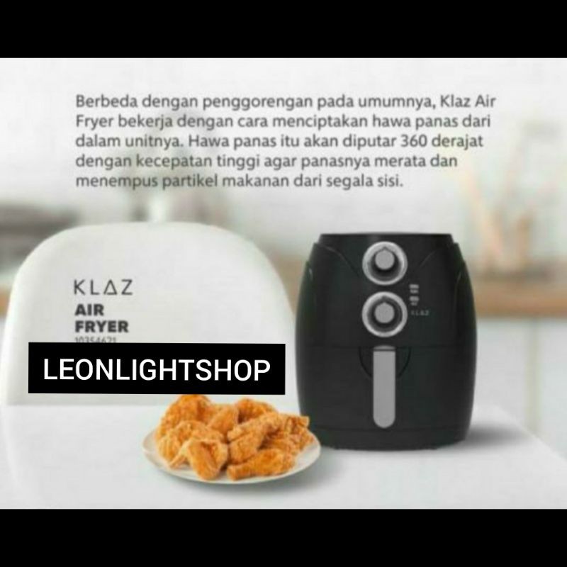 KLAZ AIR FRYER LOW FAT 2,5 LTR MANUAL HITAM/ACE ALAT GORENG &amp; MESIN PENGGORENGAN TANPA MINYAK/ACE AIR FRYER