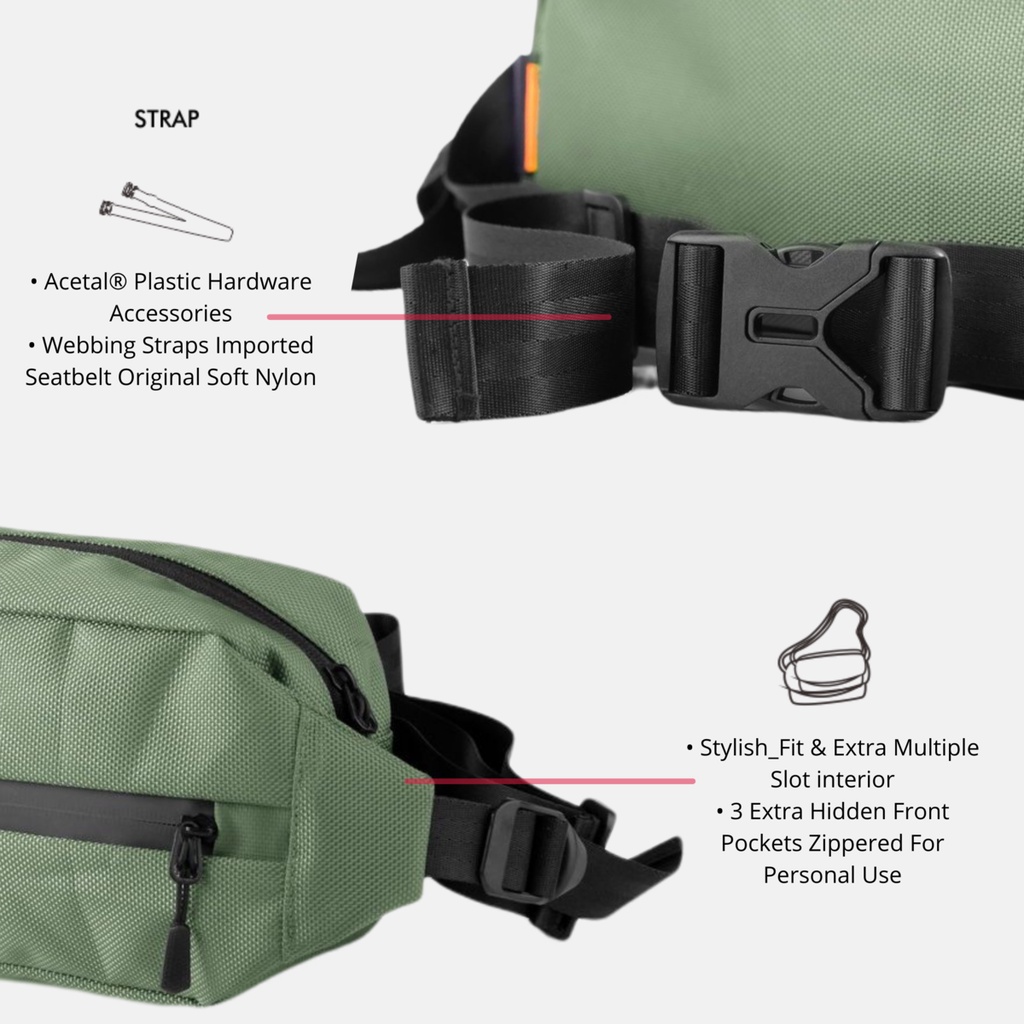 Rev x Ant - Waistbag Pria APOLLO Green Waterpfroop