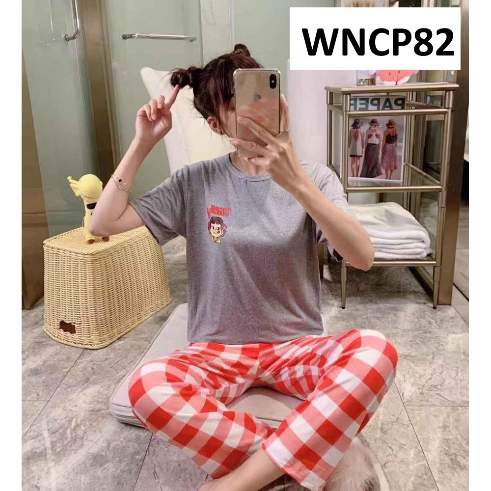 Baju Tidur Wanita Lengan Pendek Celana Panjang Motif Kartun
