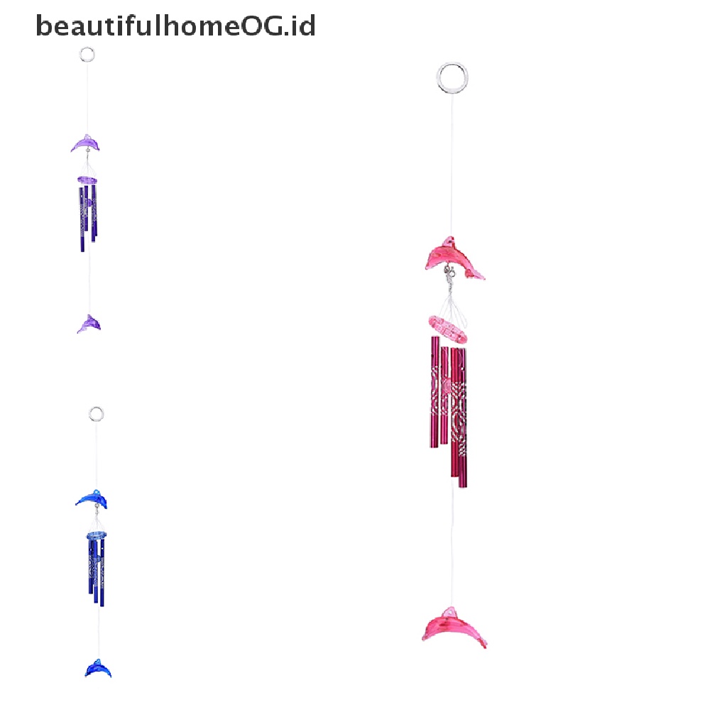 // beautifulhomeOG.id // Dolphin Creative Crystal 4 Metal Tubes Windchime Wind Chime Home Decor  **