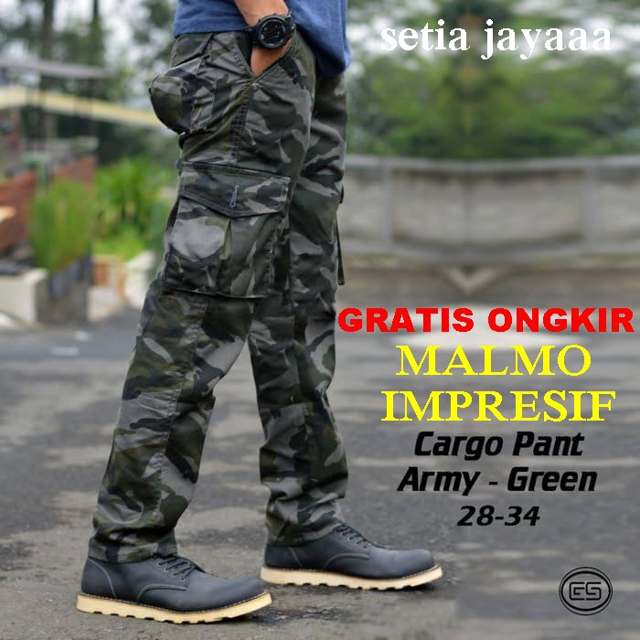 malmo celana panjang cargo hijau army loreng abu pdl premium kargo