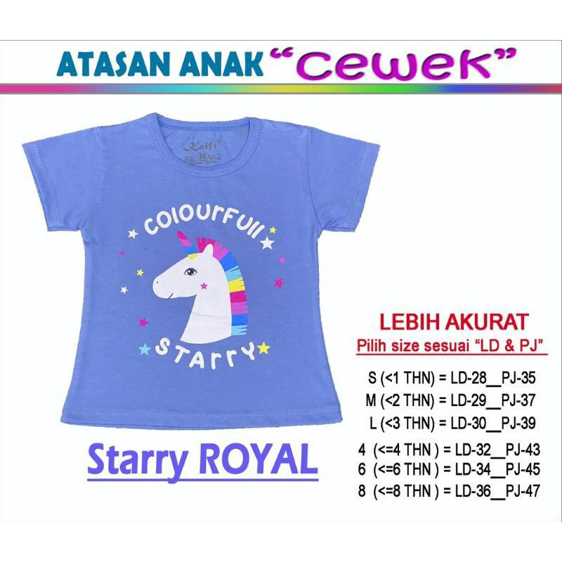 Kaos Anak Perempuan 0-8Th / Kaos Kelfi