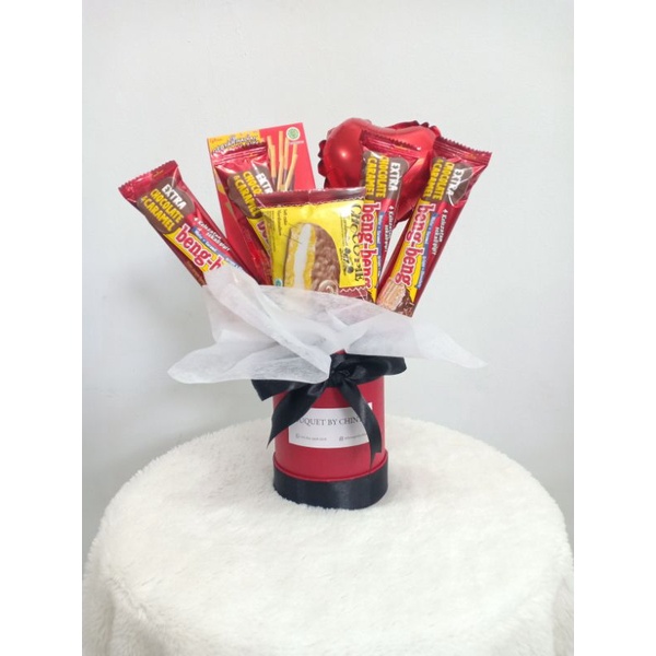 Bloombox Snack Bloom Box Mini Snack  Balon Foil Bucket Buket Bunga Snack Jajan Hadiah Kado Wisuda Ul