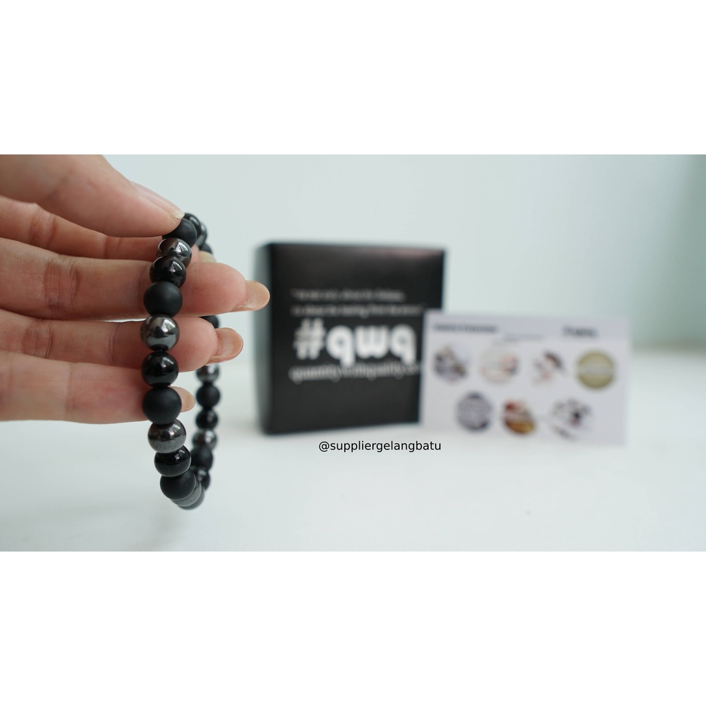 gelang batu kombinasi blackstone onyx blustin batu alam asli GROSIR