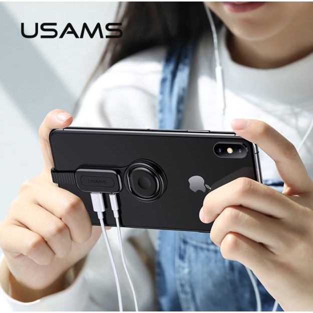 USAMS AU06 Lightning To 3.5MM + Lightning Ring Holder Adapter