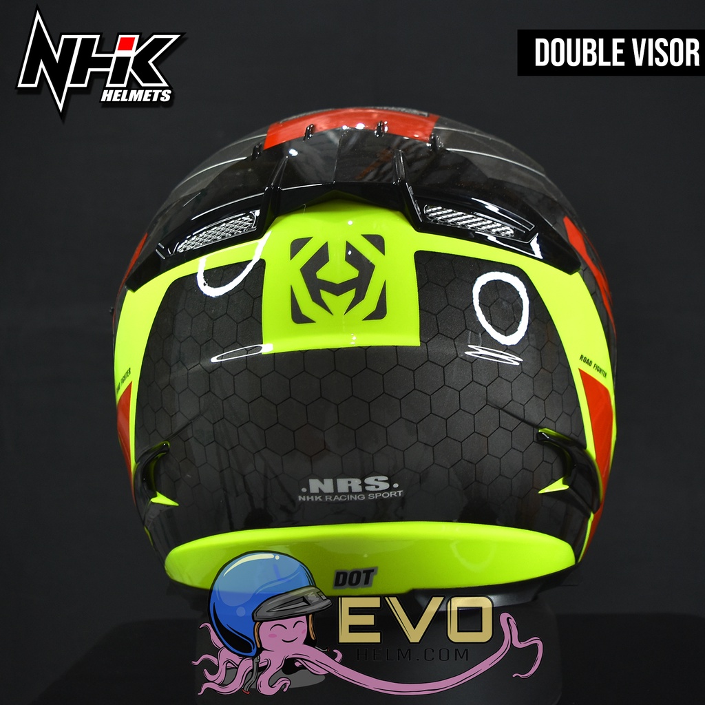 NHK RX9 NAVY PAKET GANTENG NHK NAVY SE GRAPHIC YELLOW FLUO ORIGINAL - HELM NHK RX9 PAKET IRIDIUM