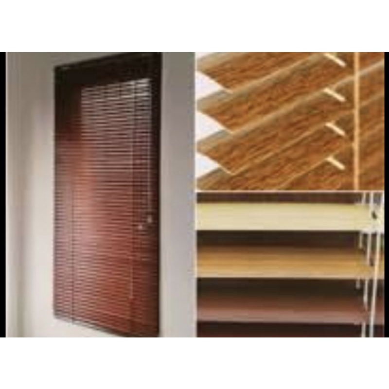 Tirai Venetian Blind/ Horizontal Blind 25 mm motif kayu TANPA PREORDER