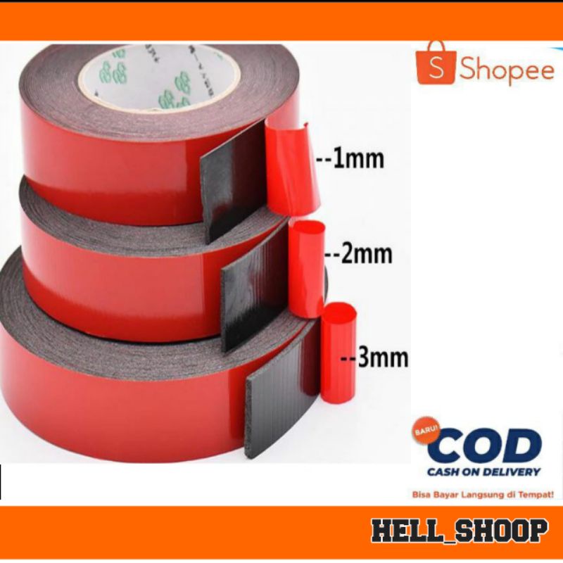 

Double Tape Lakban Double Tape 3M Foam Serba Guna Size 10m x 20mm - Red