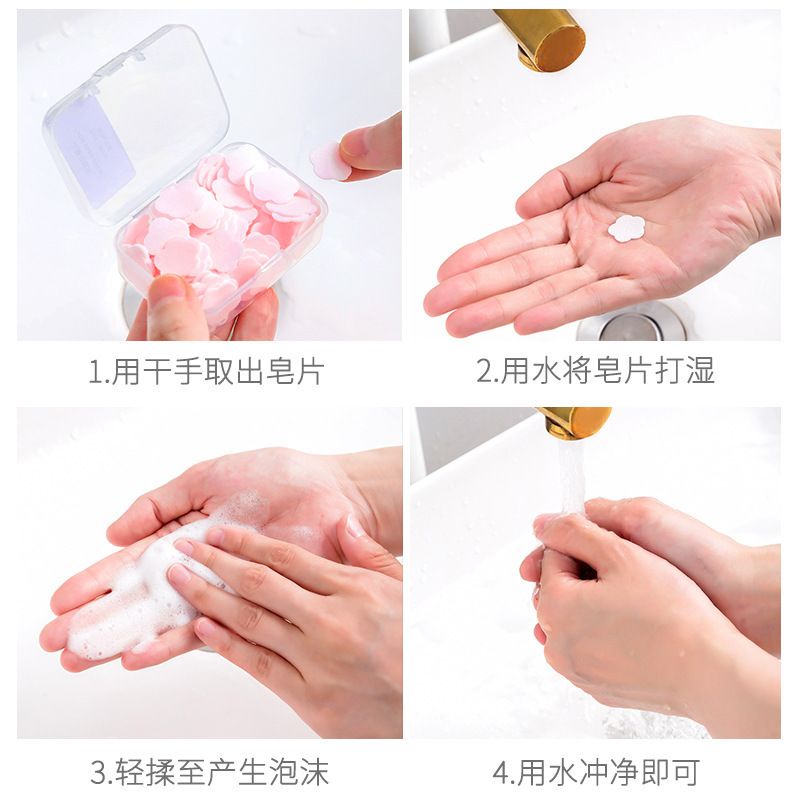 (BOW) Sabun Kertas/Sabun Mini Cuci Tangan Wangi Dengan Bentuk Unik Travel Boxed Hand Washing Petal Soap