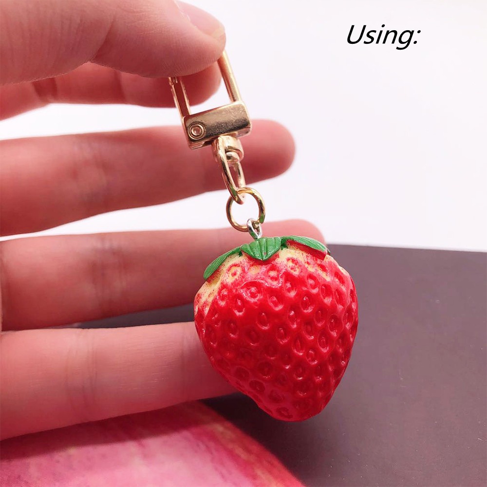 Charms Liontin Bentuk Strawberry Bahan Resin Untuk Membuat Perhiasan Anting Dan Gantungan Kunci