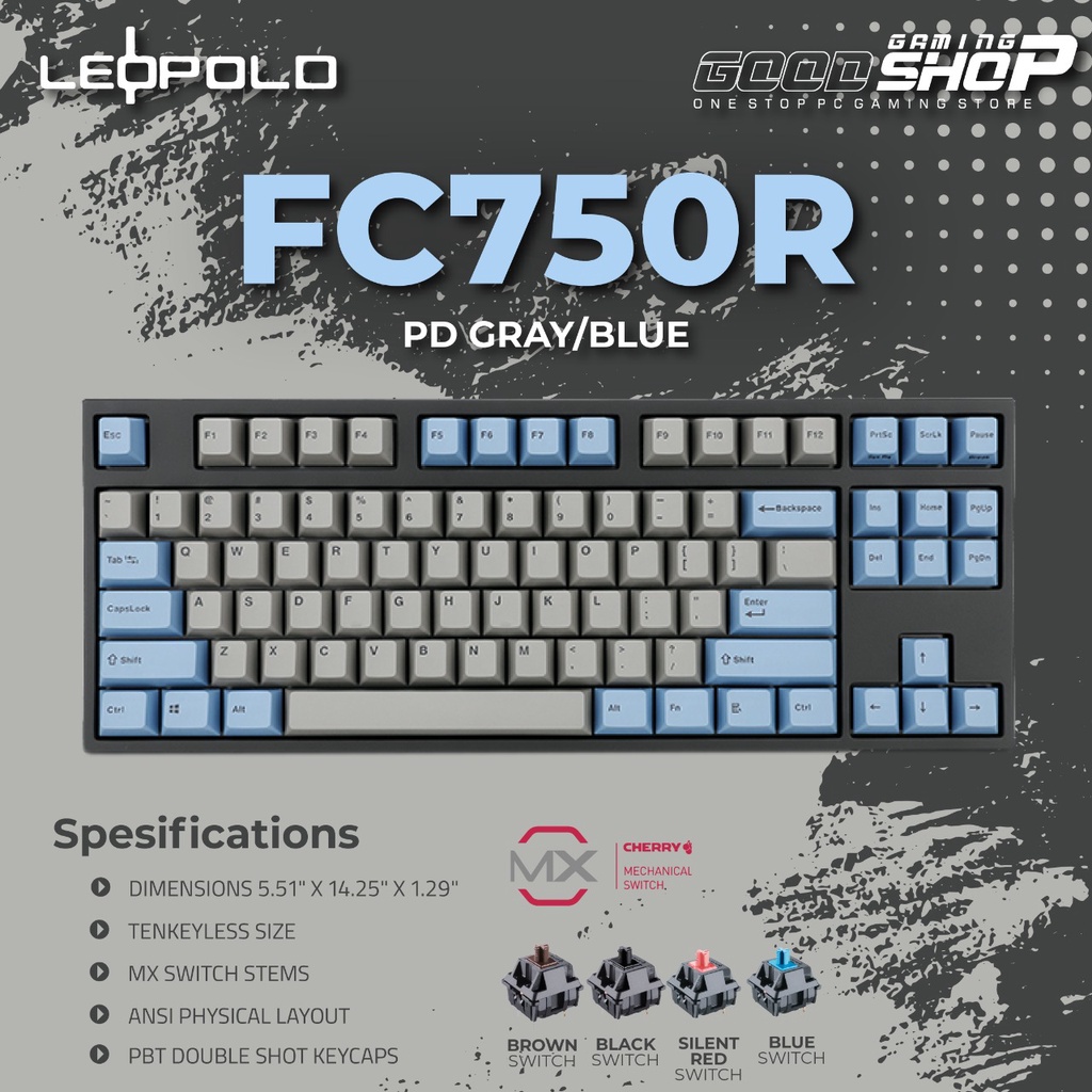 Leopold FC750R BT Grey / Blue PD - Mechanical Gaming Keyboard