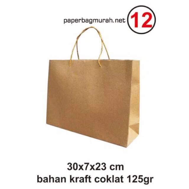 

Paperbag Tas Kertas Uk L Polos Cokelat Dimensi 30x7x23cm