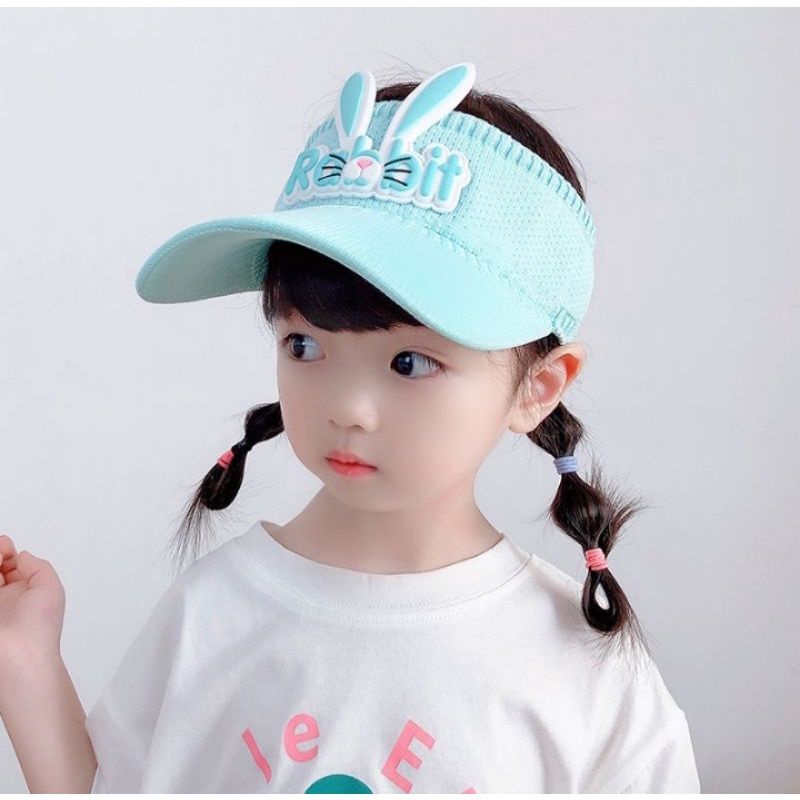 Topi Anak Perempuan Sport Rajut Visor Korean Style / Topi Anak Motif Kelinci Lucu
