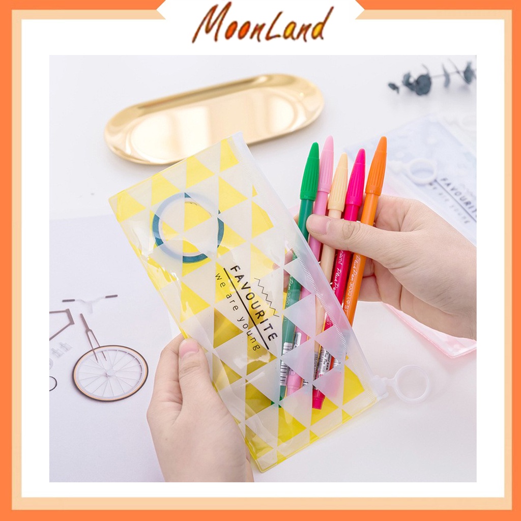 MoonLand Tempat Pensil Zip Transparan Motif Karakter Love Tempat Kosmetik Zipper 167