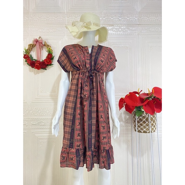 Daster ruffle serut / daster ruffle busui viral / daster serut rempel selutut-Coklat BB