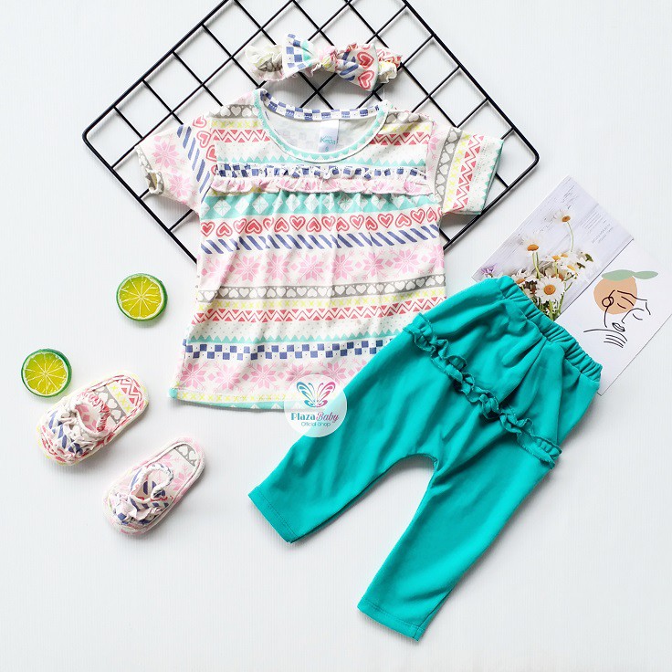 Plazababyku MX TRUE SET SANDAL setelan bayi motif bunga yang lucu free headband + sandal