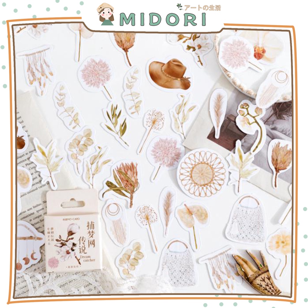 

[MIDORI] 46PCS DREAM CATCHER Deco DIY Scrapbook Stiker Jurnal Diary Planner Kotak - B0310