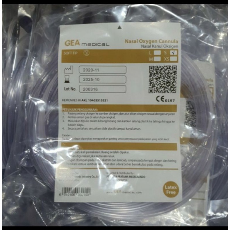 Selang Nasal Oxigen Dewasa GEA / Nasal Oxigen Cannula Dewasa