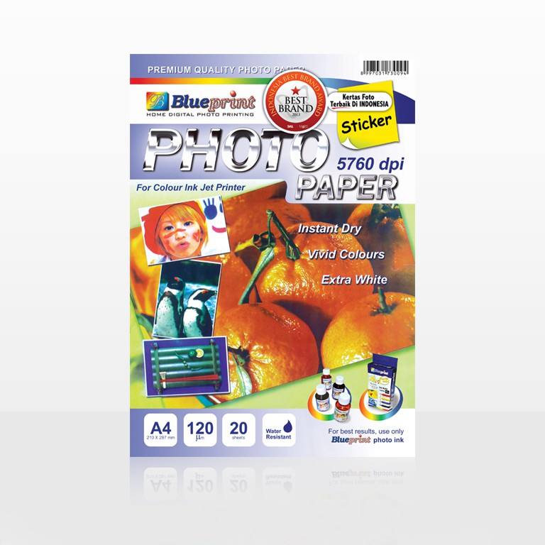 Kertas photo /Sticker Glossy Photo Paper BLUEPRINT A4 &F4  120 gsm