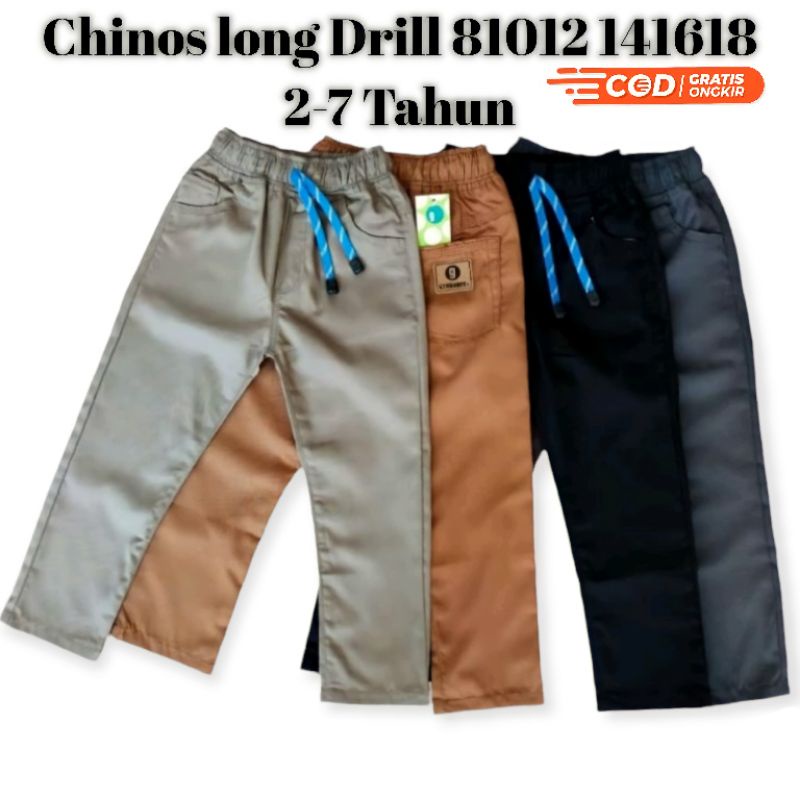 (2 - 7 thn) Celana Panjang Chino Chinos Anak Laki Laki Cowok 81012 141618 Bahan American Drill Usia 2 3 4 5 6 7 Tahun