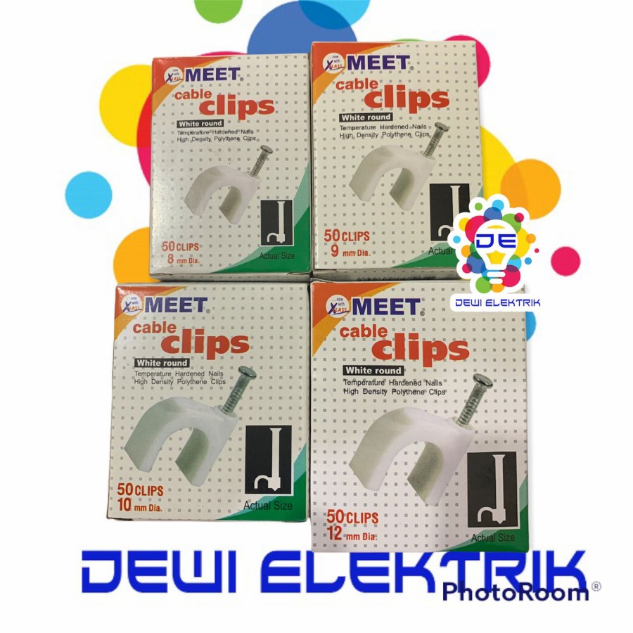 Klem Jepit Kabel 8, 9, 10, 12 mm MEET Round Cable Clips Clamp BETON - 8MM