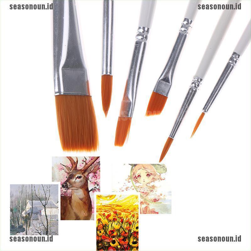 【sea】6Pcs Art Painting Brushes Set Acrylic Oil Watercolor Artist Paint Brush Set