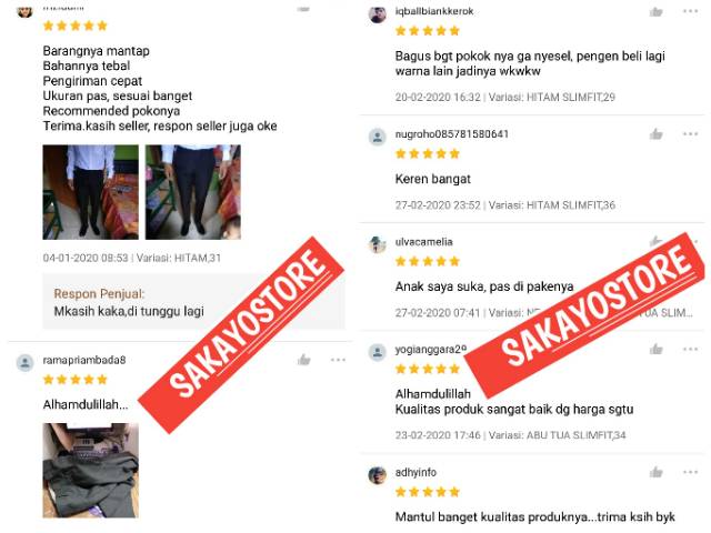 SAKAYO - Celana Kantor Formal Kerja Pria Slimfit Bahan Dasar Kain