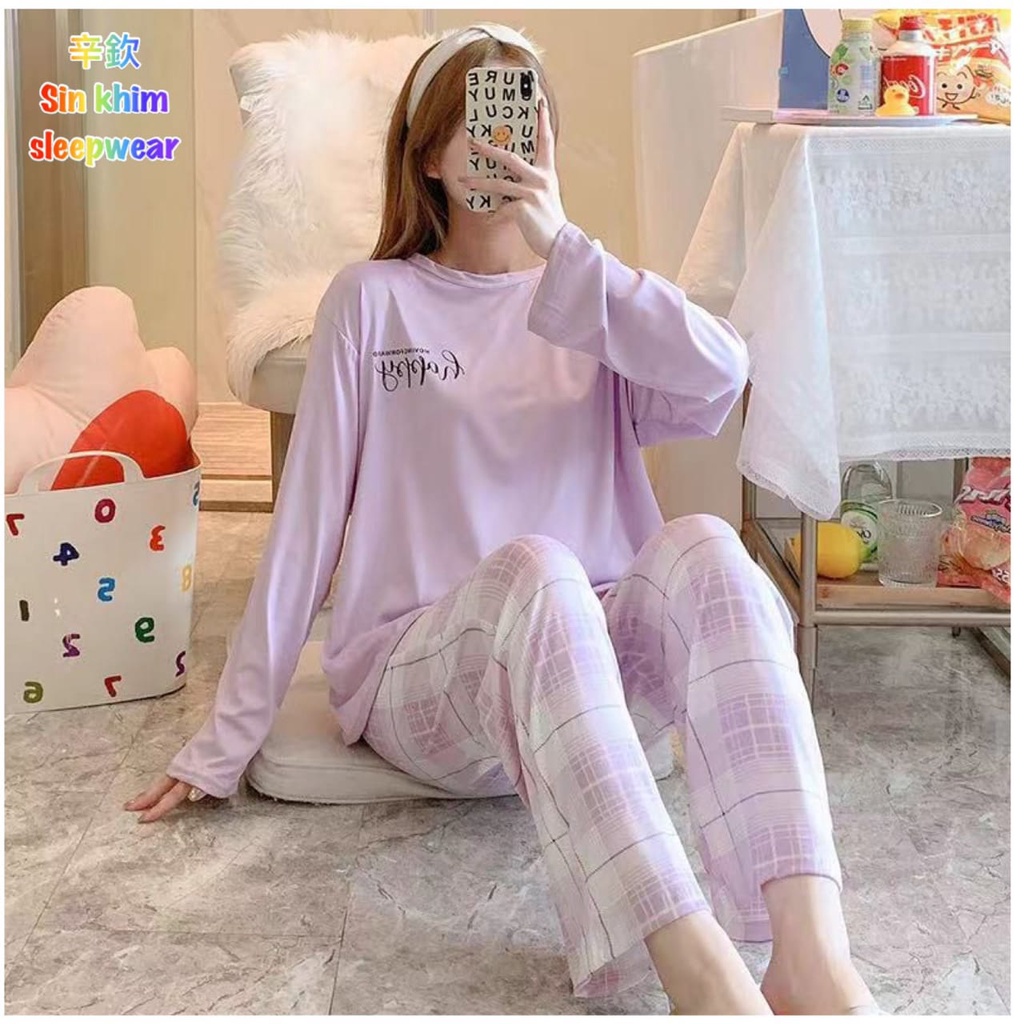 blinqshop BAJU TIDUR IMPORT-HAPPY UNGU