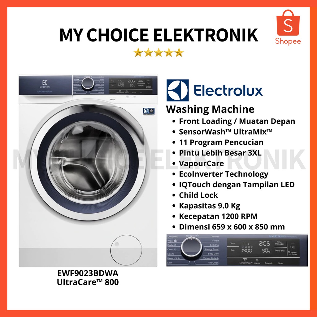 ELECTROLUX Mesin Cuci 9Kg EWF9023BDWA / EWF 9023 BDWA / EWF 9023BDWA