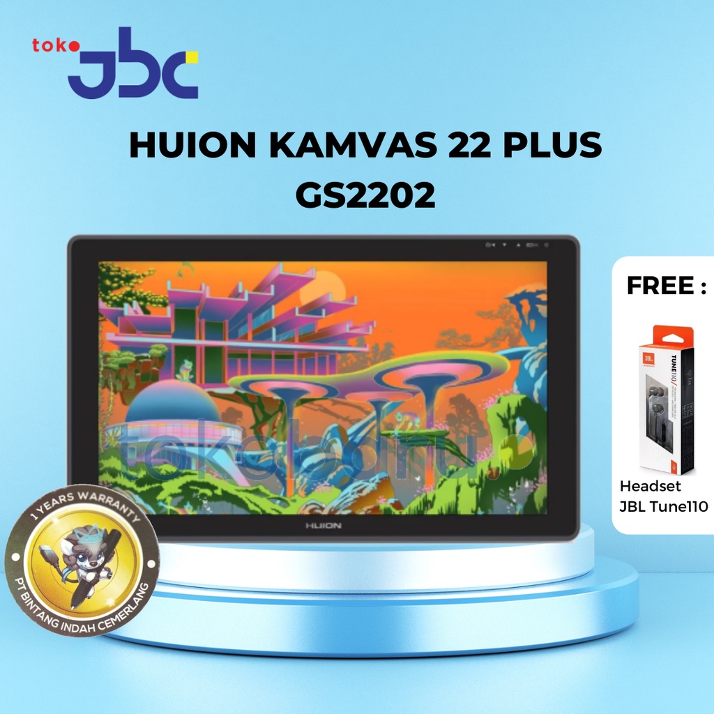 HUION Drawing Tablet KAMVAS 22 Plus Pen Display Garansi Resmi Indonesia 1 tahun