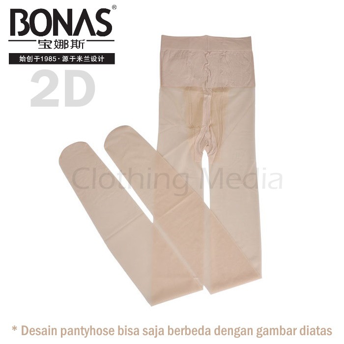 Pantyhose Bonas 2D Sangat Tipis Lembut Stoking T-Crotch Stocking Transparan