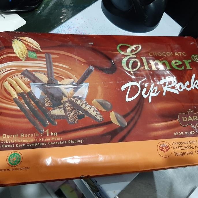 Elmer dip rocky 1kg coklat blok untuk celupan kuker/biscuit dll murah