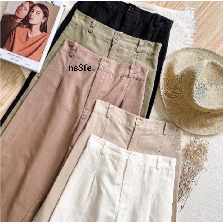 SEOUL YUKA KULOT LINEN HIGHWAIST KOREAN STYLE HITS OOTD SELEBGRAM FASHION