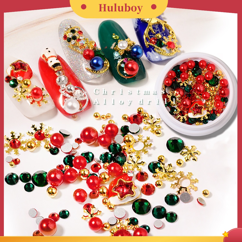 Huluboy Huluboy♡ Dekorasi Nail Art Bentuk Kepingan Salju Natal Bahan Alloy