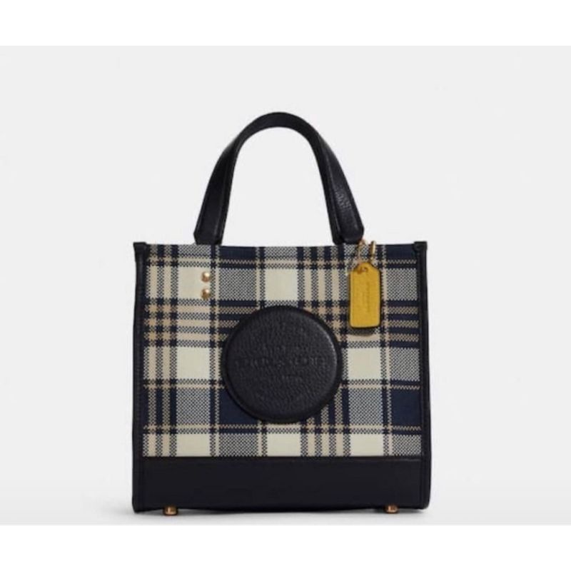 Tas Coach Authentic Original / Dempsey Tote 22 Plaid Jacquard Midnight Multi d