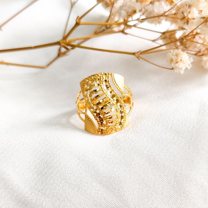 cincin emas asli kadar 875 model etnik stripe cincin batik