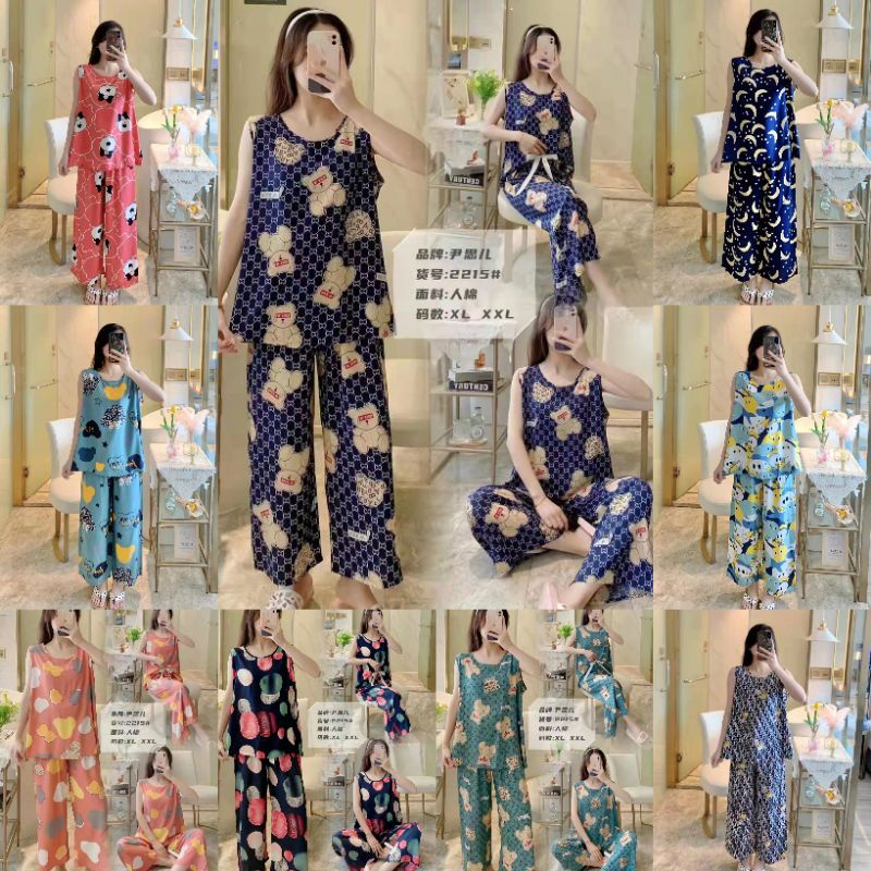 RULIF Oneset Baju santai Kensi Rayon import | Piyama Rayon lekbong import | Baju tidur Rayon wanita Cp import