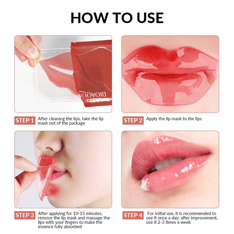 BIOAQUA masker bibir lip mask Cherry collagen Moisturizing Essence Lip Mask 6g/pcs masker perawatan bibir memudarkan kerutan