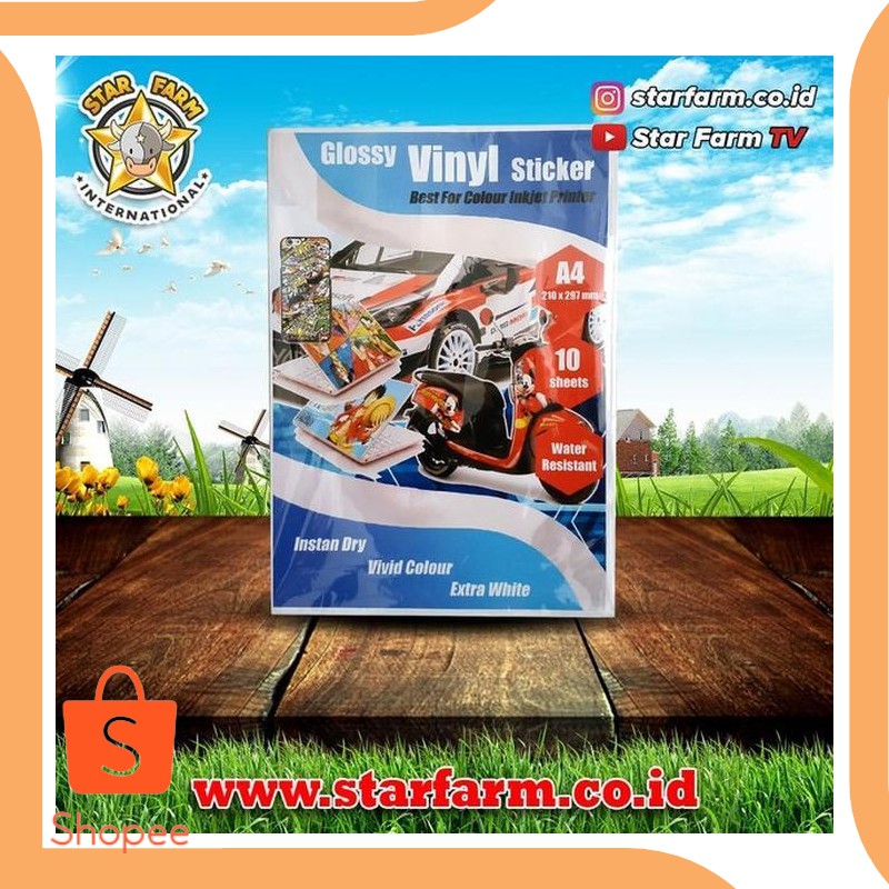 

Promo suku cadang Kertas Sticker Vinyl A4 Inkjet 10 Sheets - Star Farm 20D Limited