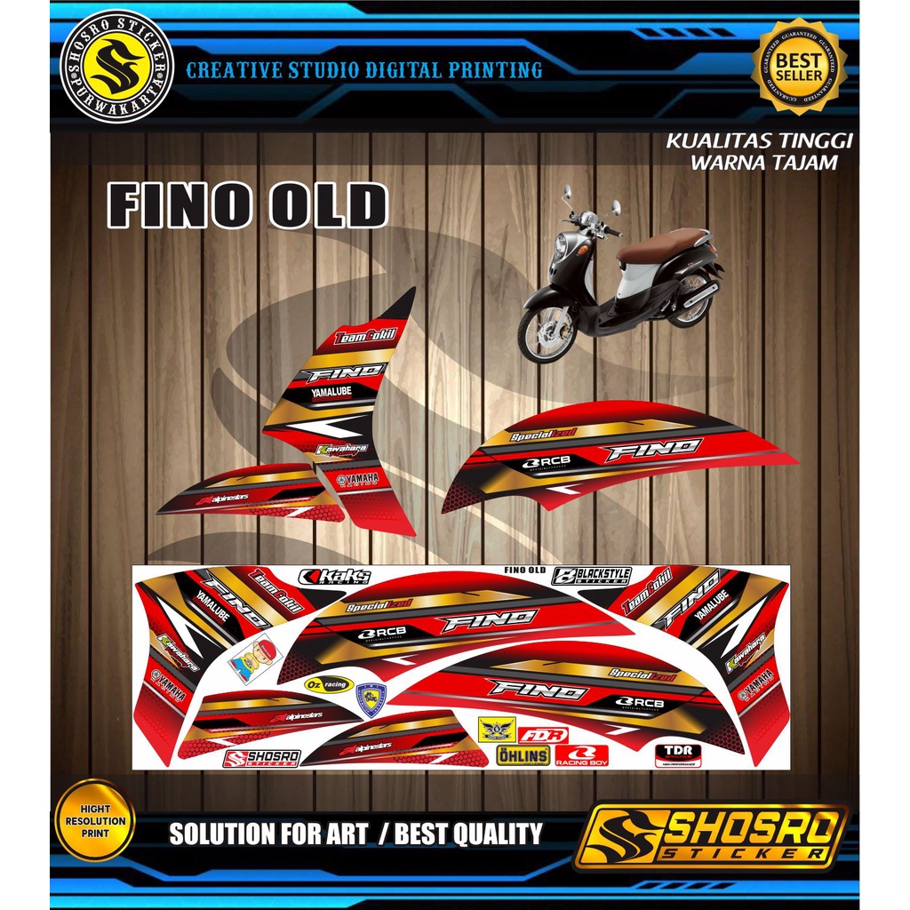STIKER SIMPLE MOTIF DECAL STIKER STRIPING YAMAHA MOTOR FINO OLD / STIKER FINO KARBU VARIASI / STRIPI