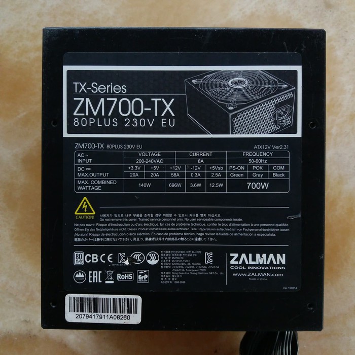 PSU GAMING 700W 80plus ZALMAN ZM700-TX
