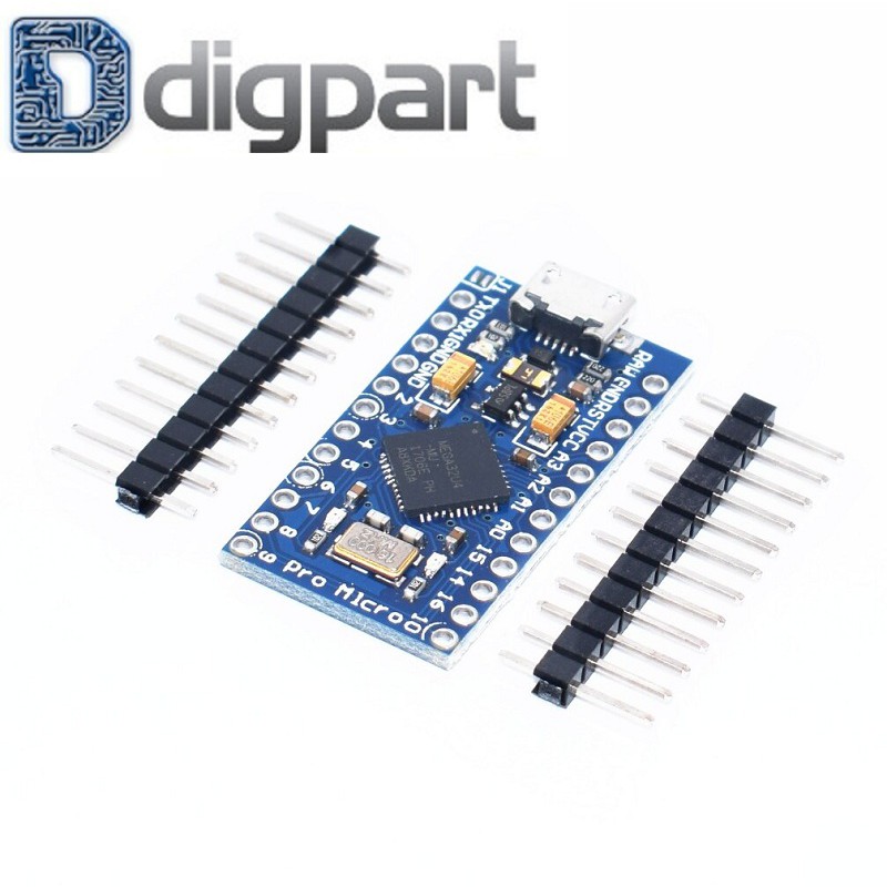 Arduino Pro Micro ATmega32U4 5V 16MHz dengan 2 baris pin header