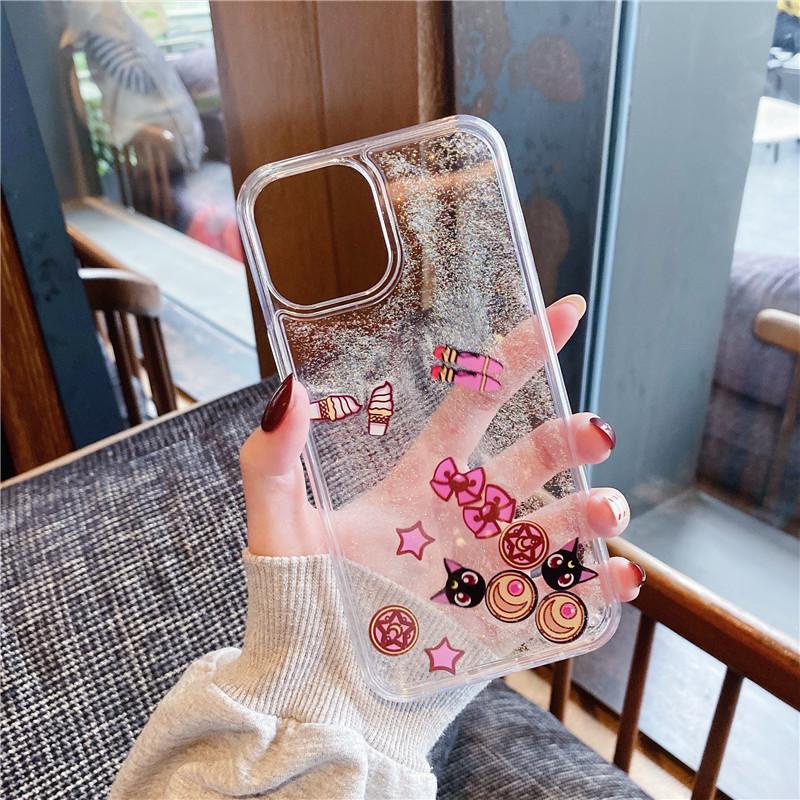 Luna Cat Sailor moon Casing Air Glitter Iphone 6 6s 7 8 SE 6+ 6s+ 7+ 8+ X Xs Xr Max 11 12 13 Pro FH04