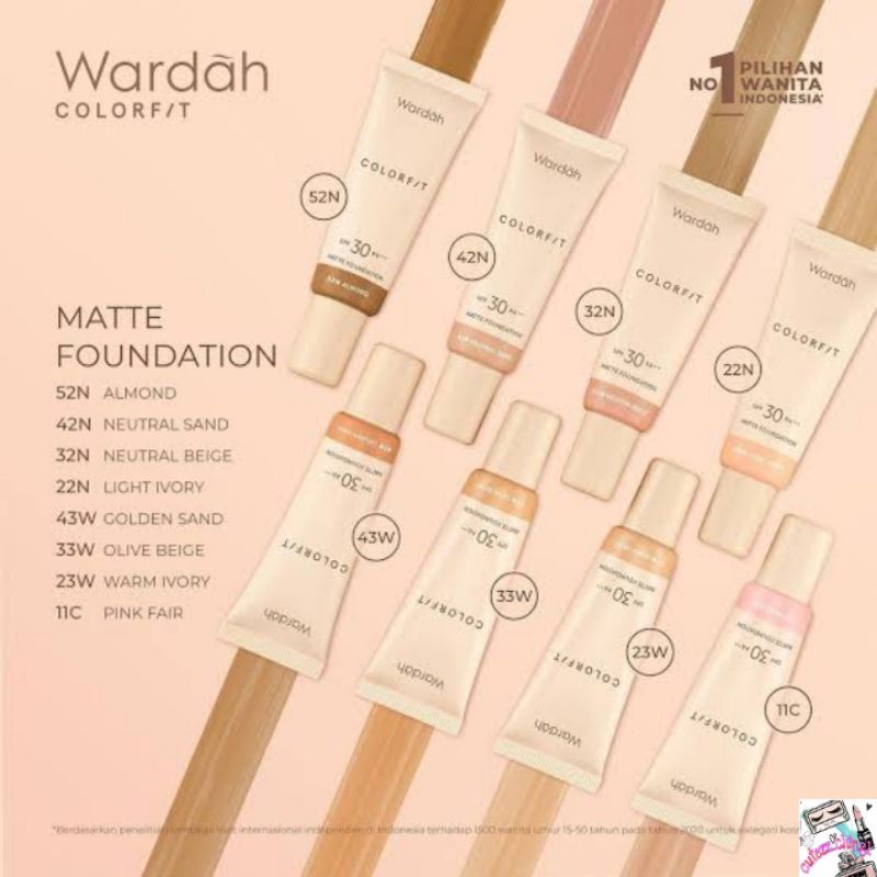 ☃️Cutezz_Ching1☃️Wardah Colorfit Matte Foundation SPF 30 PA+++ 25ml