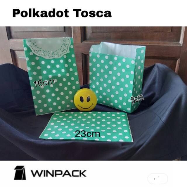 

Kantong Kertas Polkadot Hijau Tosca