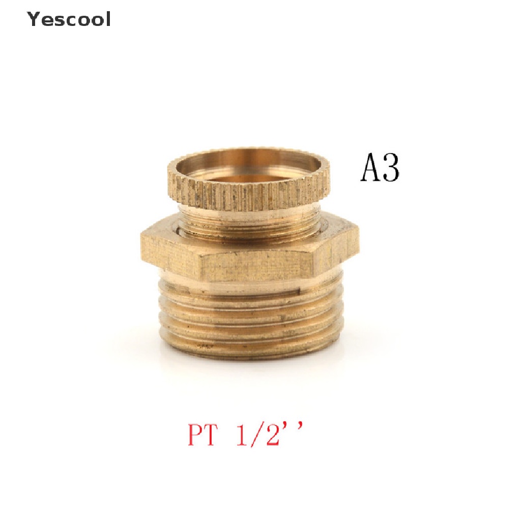 Yescool Katup Kompresor Udara Drat Luar 1 / 2 &quot;3 / 8&quot; 1 / 4 &quot;Bahan Kuningan