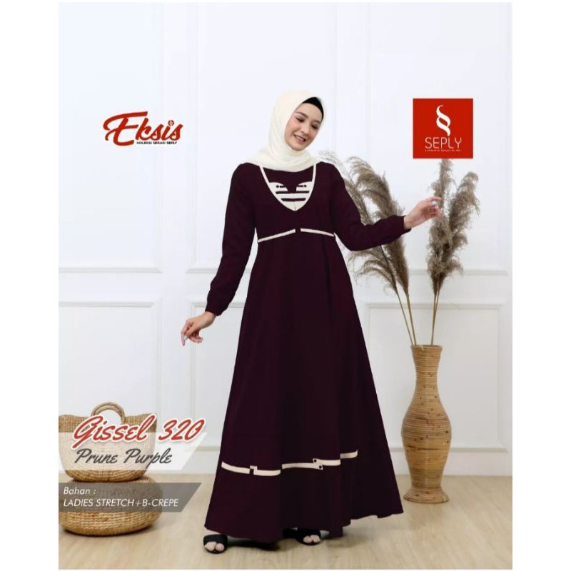 SEPLY Gamis Gissel 320 / Kaseo 121 - Prune Purple #Eksis 166 #Baju Couple Remaja Dewasa Busui #COD