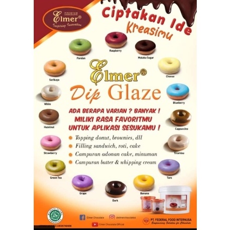 

elmer dip glaze topping donat repack 500gr