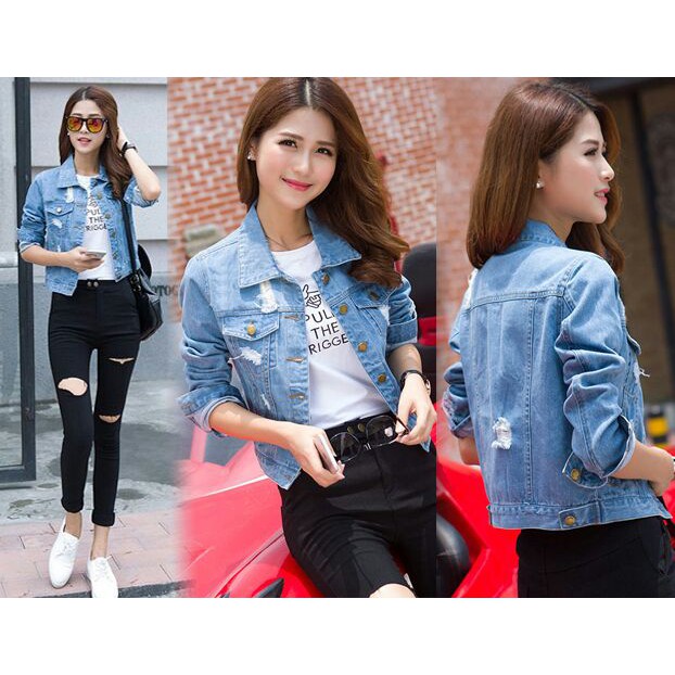 [Jaket Fania RO] Jaket Wanita Jeans Biru Tua/Soft Blue